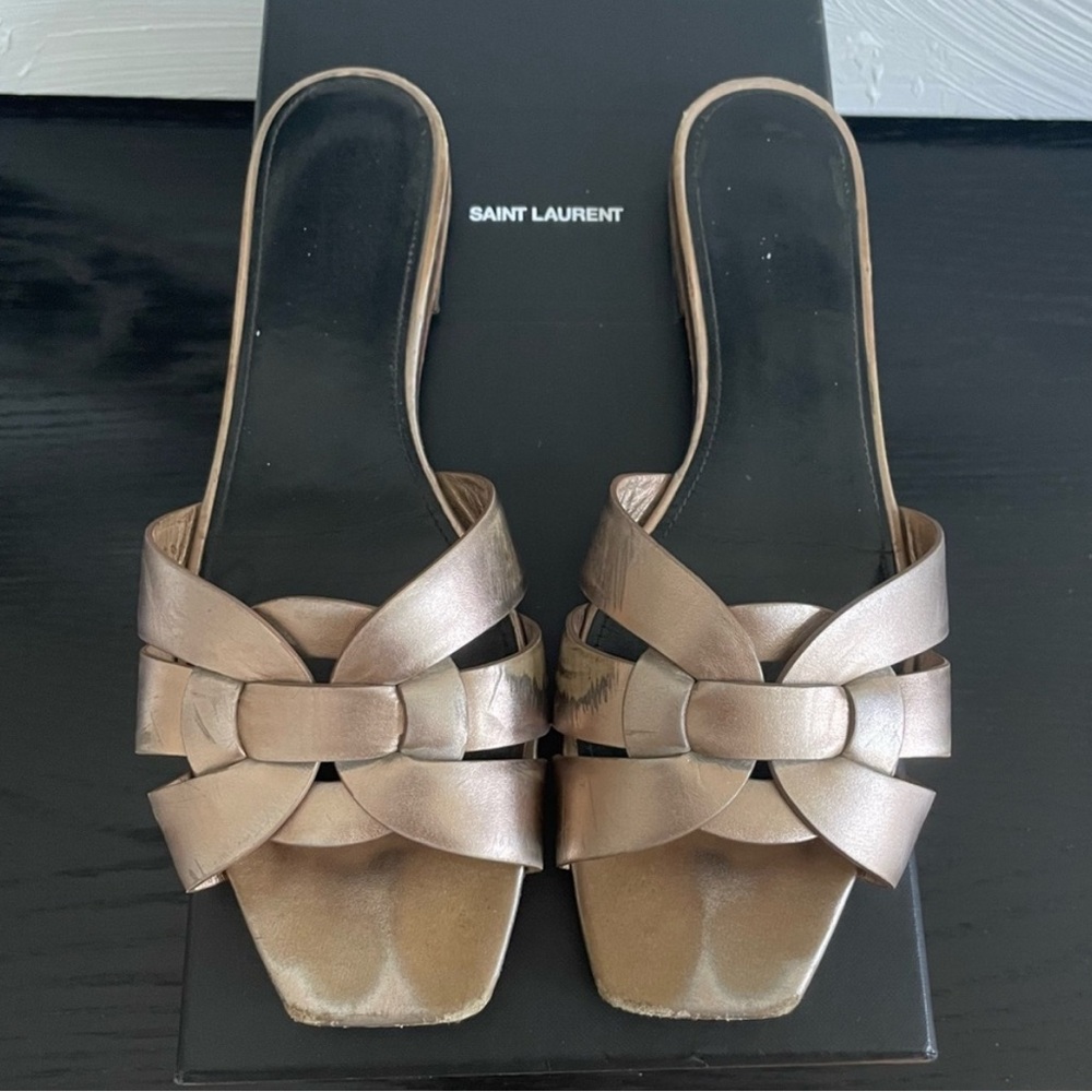 Saint Laurent Metallic Sandals - Picture 9 of 13